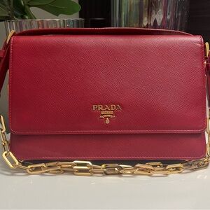 Prada Burgundy Saffiano Leather Crossbody Bag